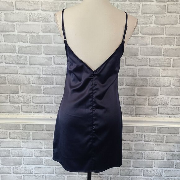Lulus Navy Blue Satin Mini Slip Dress Cocktail Prom Party Hoco Club NEW Small - Picture 2 of 8